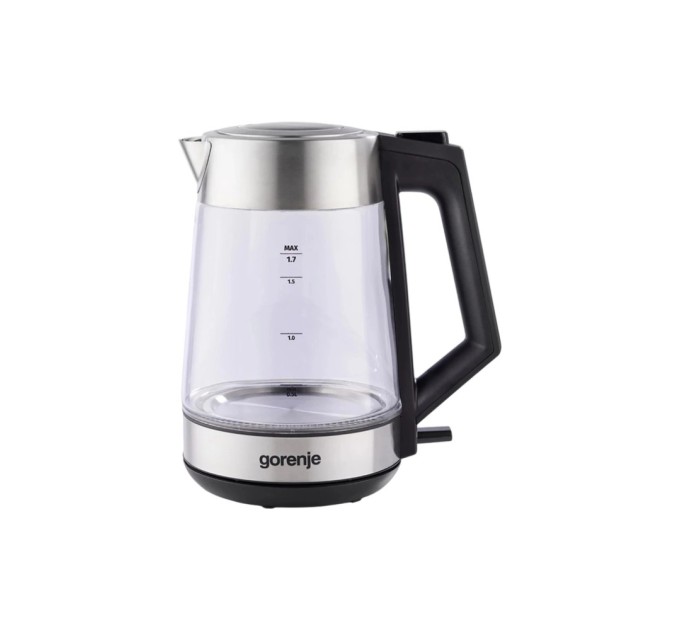Електрочайник Gorenje 1.7л, 2,200 Вт, strix контроль, скло, нерж (K17OGS)