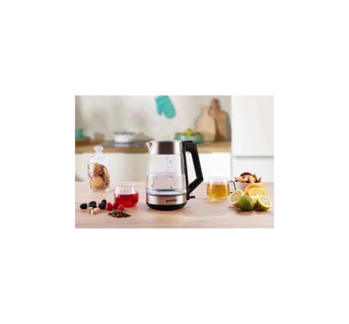 Електрочайник Gorenje 1.7л, 2,200 Вт, strix контроль, скло, нерж (K17OGS)
