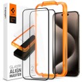 Скло захисне Spigen Apple iPhone 15 Plus Glas.tR AlignMaster FC Black (2P) (AGL06886)