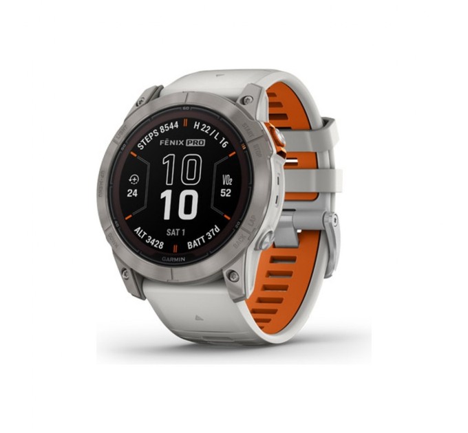 Смарт-часы Garmin fenix 7X Pro Sapph Sol, Ti w/Gray/Orange Band, GPS (010-02778-15)