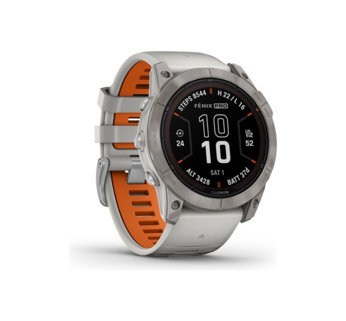 Смарт-часы Garmin fenix 7X Pro Sapph Sol, Ti w/Gray/Orange Band, GPS (010-02778-15)