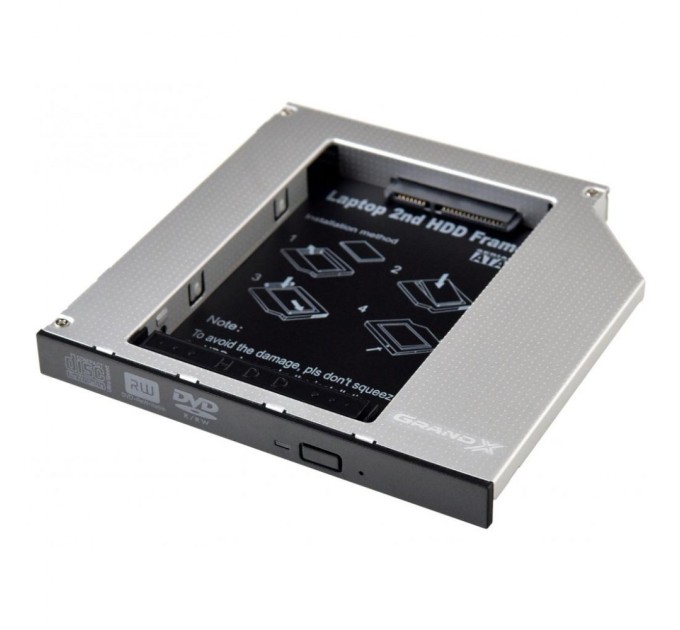 Фрейм-переходник Grand-X HDD 2.5'' to notebook 12.7 mm ODD SATA/mSATA HDC-25 (HDC-25)