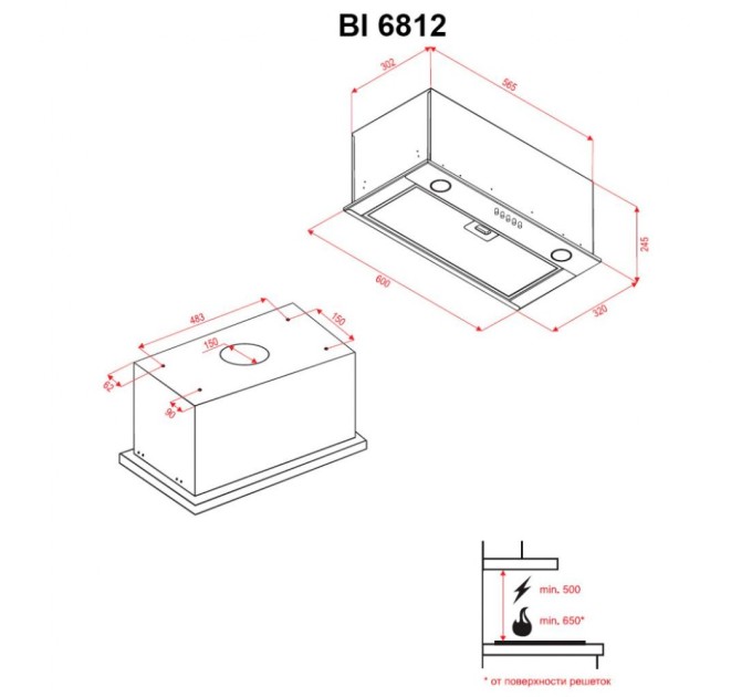 Вытяжка кухонная Perfelli BI 6812 IV LED