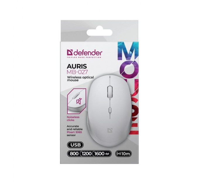 Мышка Defender Auris MB-027 Wireless White (52028)