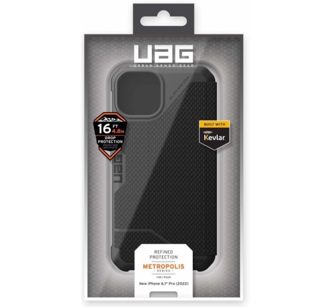 Чохол до мобільного телефона UAG Apple iPhone 14 Metropolis, Kevlar Black (114044113940)