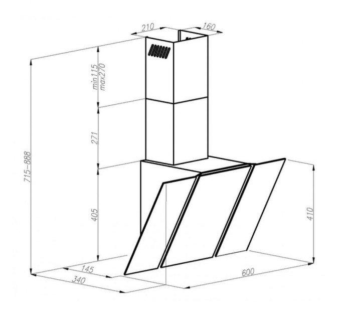 Витяжка кухонна Perfelli DN 6511 BL