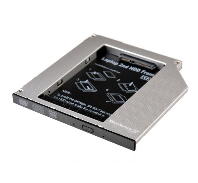 Фрейм-переходник Grand-X HDD 2.5'' to notebook 9.5 mm ODD SATA/mSATA (HDC-24N)