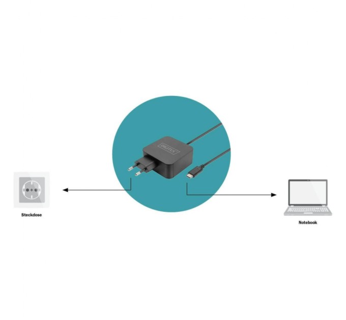 Блок живлення до ноутбуку Digitus 65W USB-C (DA-10071)