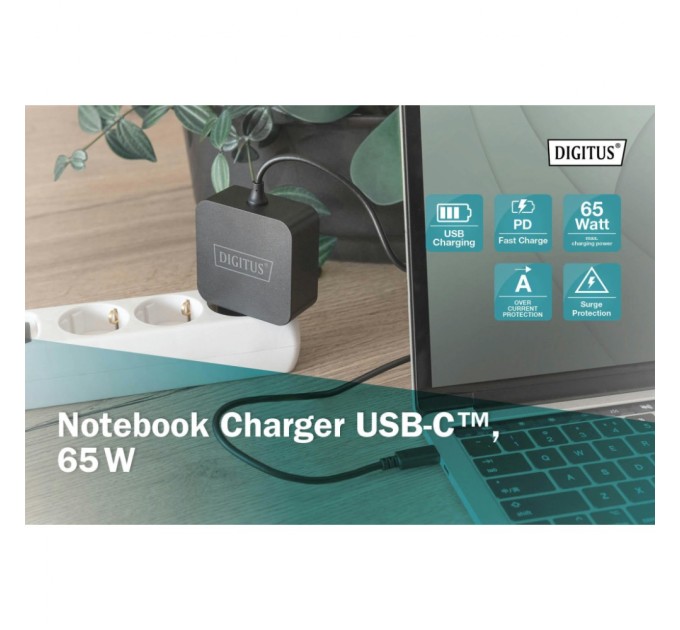 Блок живлення до ноутбуку Digitus 65W USB-C (DA-10071)