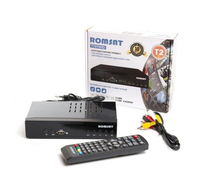 ТВ тюнер Romsat DVB-T2, метал (T7070HD)