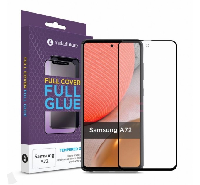 Скло захисне MakeFuture Samsung A72 Full Cover Full Glue (MGF-SA72)