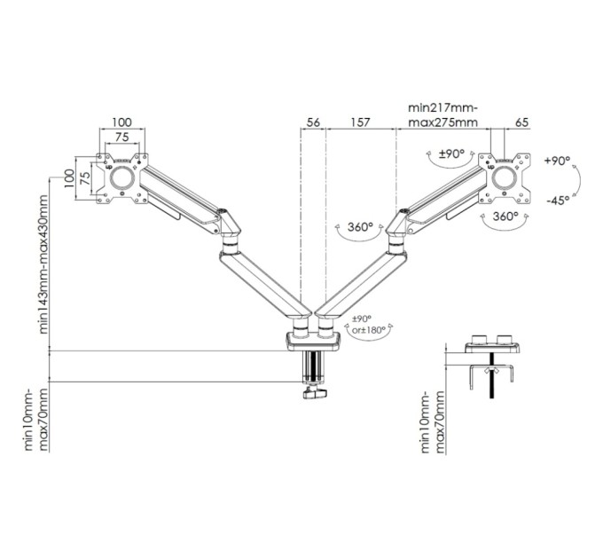 Кронштейн Anda Seat AD-W-A6D-2S-BW