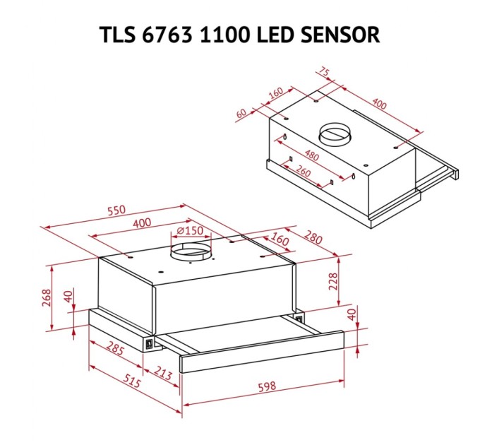 Вытяжка кухонная Perfelli TLS 6763 WH 1100 LED Sensor