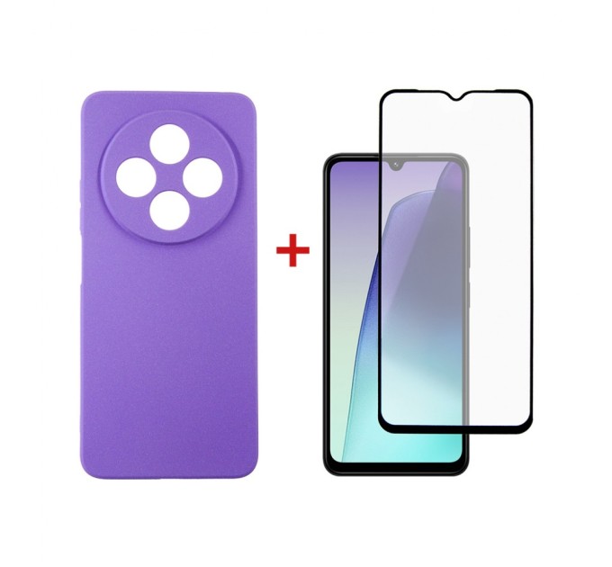 Чохол до мобільного телефона Dengos Xiaomi Redmi 14C Carbon + glass (Purple) (DG-KM-121)