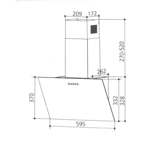 Витяжка кухонна Interline TEFFI SLIM BL A/60/GL/PB