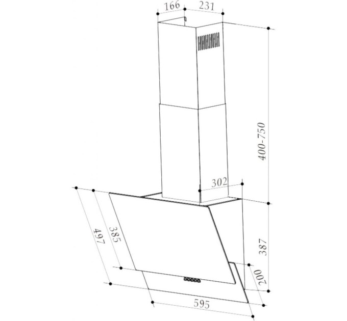 Витяжка кухонна Interline ALTEA BK A 60 PB/GL/A (ALTEABKA60PB/GL/A)