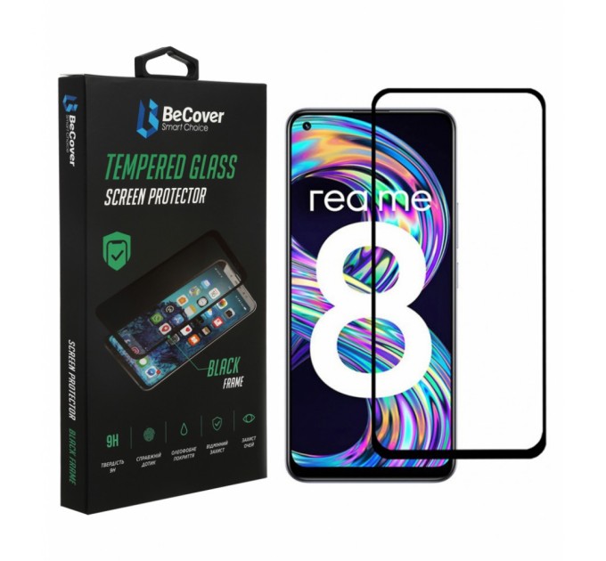 Скло захисне BeCover Realme 8 / 8 Pro Black (706684)