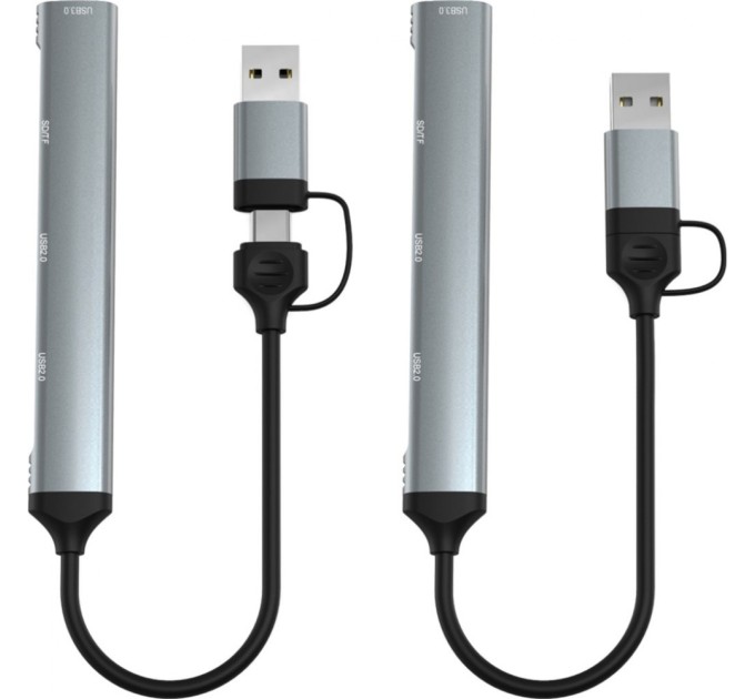 Концентратор Dynamode 5-in-1 USB Type-C/Type-A to 1хUSB3.0, 2xUSB 2.0, card-reader SD/MicroSD (DM-UH-514)