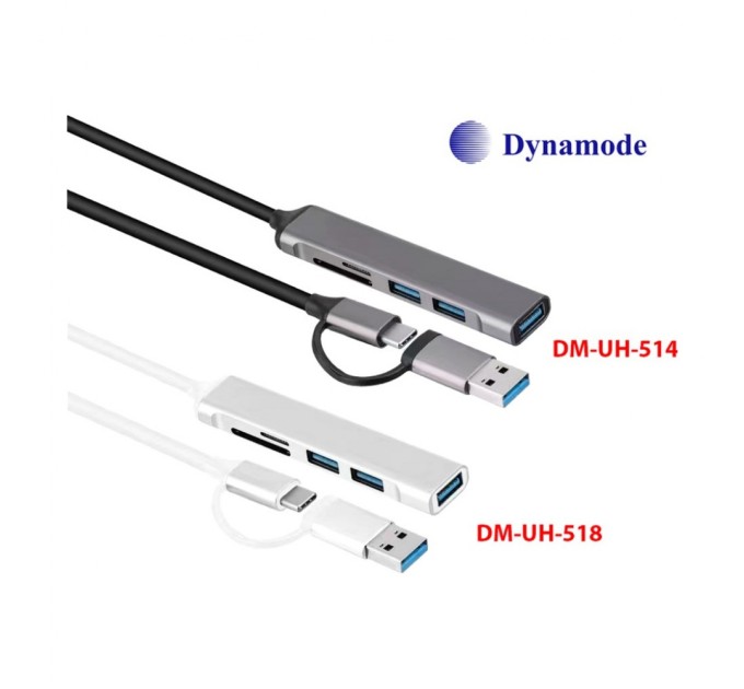 Концентратор Dynamode 5-in-1 USB Type-C/Type-A to 1хUSB3.0, 2xUSB 2.0, card-reader SD/MicroSD (DM-UH-514)