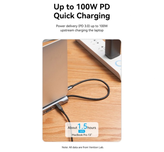 Концентратор Vention USB3.1 Type-C to DP/HDMI/VGA/USB-C/USB3.0x3/RJ45/SD/TF/TRRS 3.5mm/PD 100W 12in1 (THSHC)