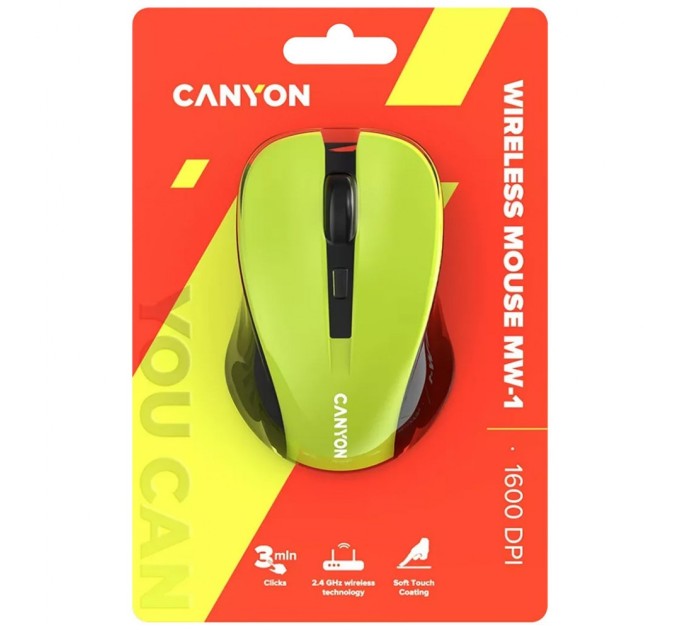 Мишка Canyon MW-1 Wireless Yellow (CNE-CMSW1Y)