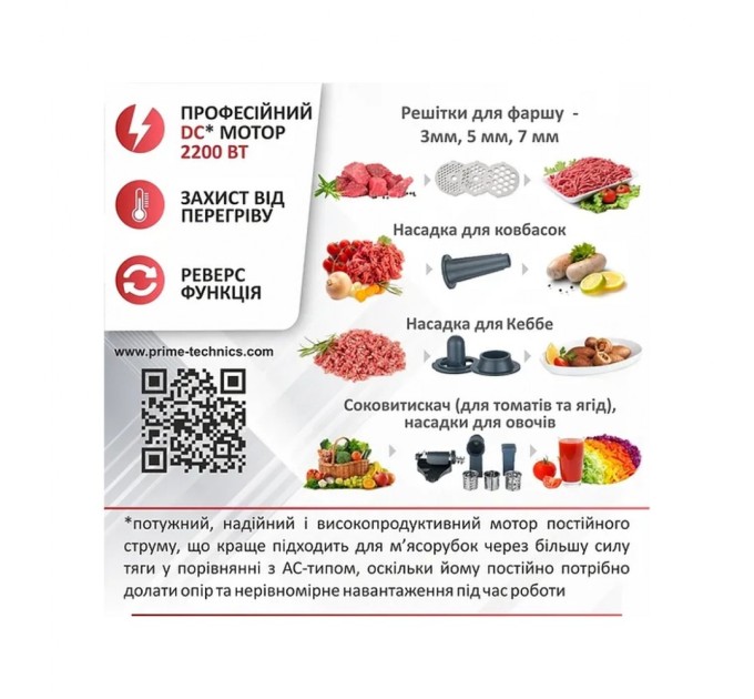 М'ясорубка PRIME Technics PG 2243 WGD