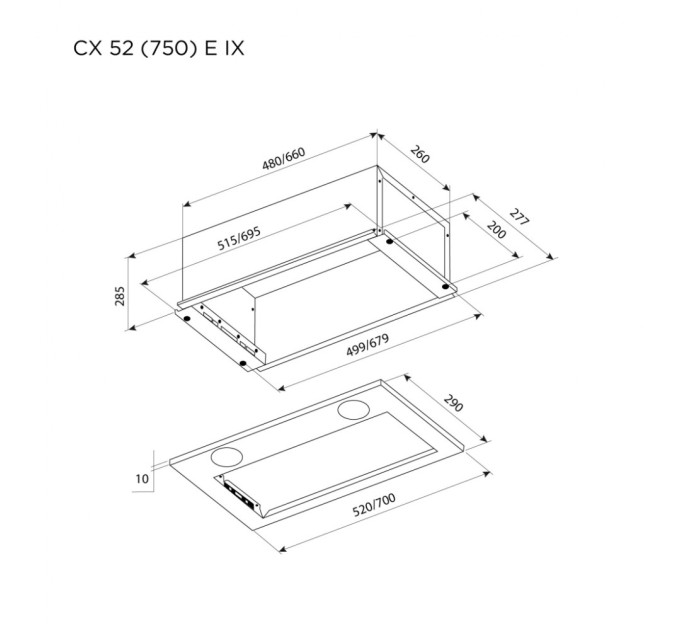 Витяжка кухонна Pyramida CX 52 (750) E IX