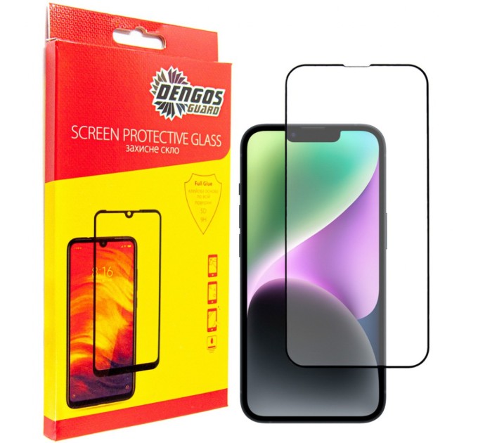 Стекло защитное Dengos Full Glue iPhone 14 black frame (TGFG-230)