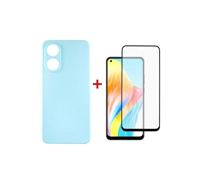 Чохол до мобільного телефона Dengos Kit for OPPO A78 4g case + glass (ice blue) (DG-KM-04)