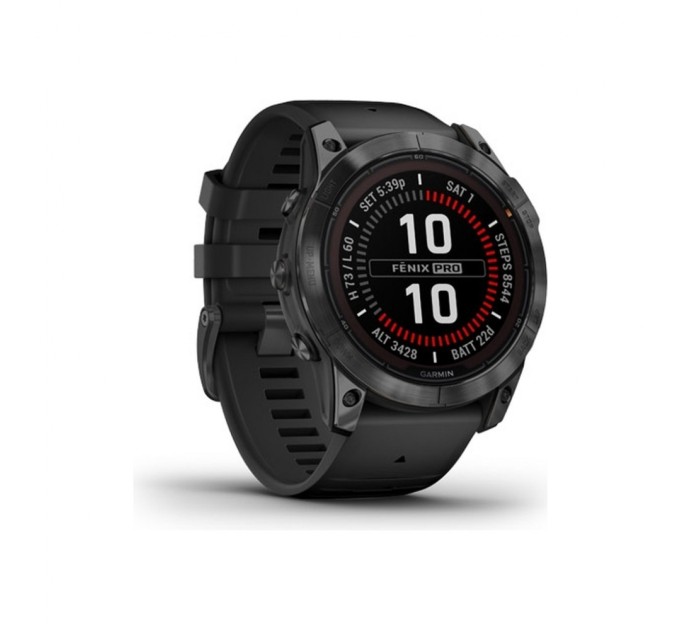 Смарт-часы Garmin fenix 7X Pro Sol, Slate Gray Stl w/Black Bnd, GPS (010-02778-01)