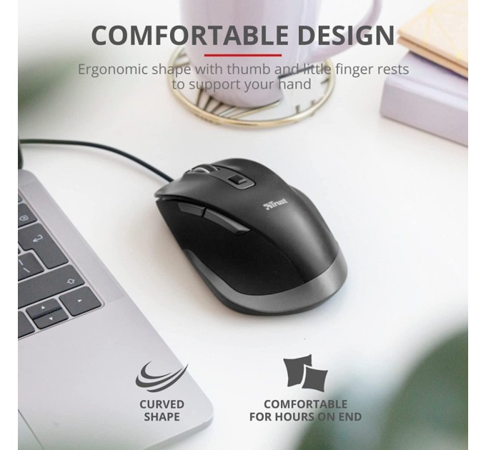 Мышка Trust Fyda Comfortable ECO USB Black-GREY (24728)