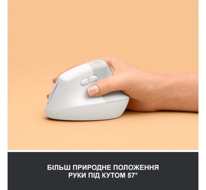 Мишка Logitech Lift Vertical Ergonomic Wireless/Bluetooth White (910-006475)