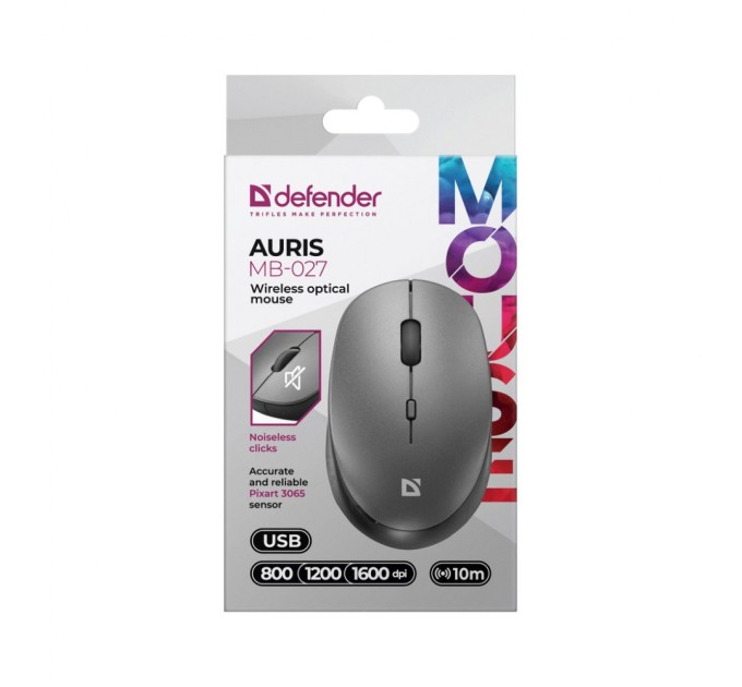 Мышка Defender Auris MB-027 Wireless Grey (52029)