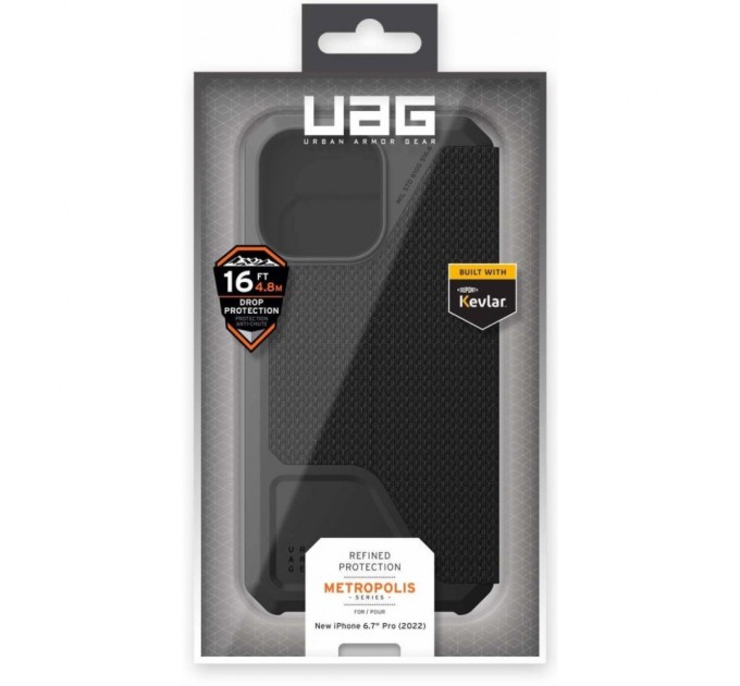 Чохол до мобільного телефона UAG Apple iPhone 14 Pro Max Metropolis, Kevlar Black (114047113940)