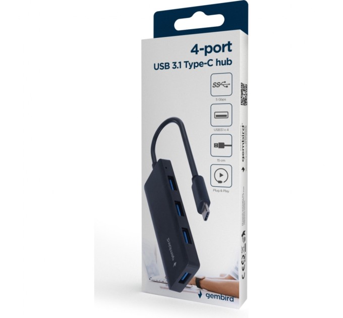 Концентратор Gembird USB-C UHB-U3P4-02 4xUSB3.1 (UHB-CM-U3P4-02)