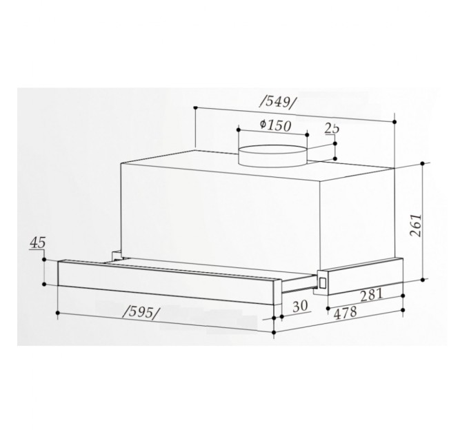 Витяжка кухонна Interline SHARK PLUS BL/S A/60