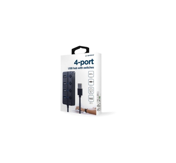 Концентратор Gembird 4 ports (1xUSB3.1+3xUSB2.0) switch black (UHB-U3P1U2P3P-01)