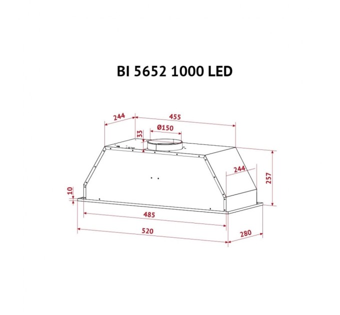 Вытяжка кухонная Perfelli BI 5652 BL 1000 LED