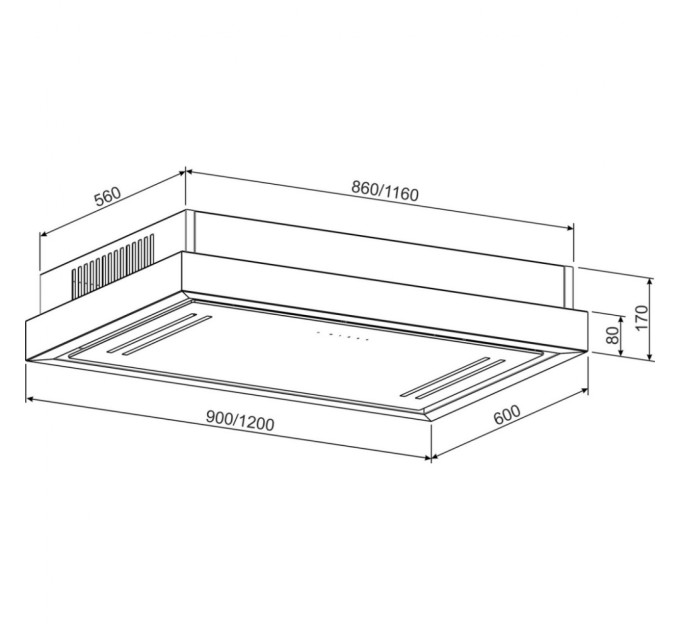 Витяжка кухонна GRANADO Alia 2914-1800 black glass (GCH729411)