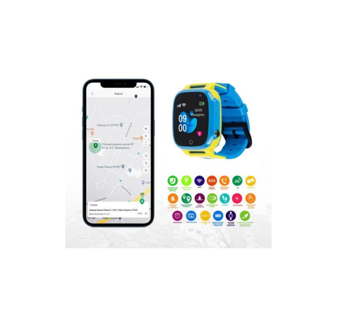 Смарт-часы Amigo GO008 GLORY GPS WIFI Blue-Yellow (976267)