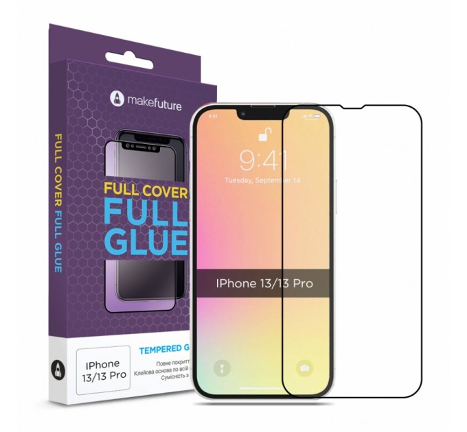 Скло захисне MakeFuture Apple iPhone 13/13 Pro Full Cover Full Glue (MGF-AI13/13P)