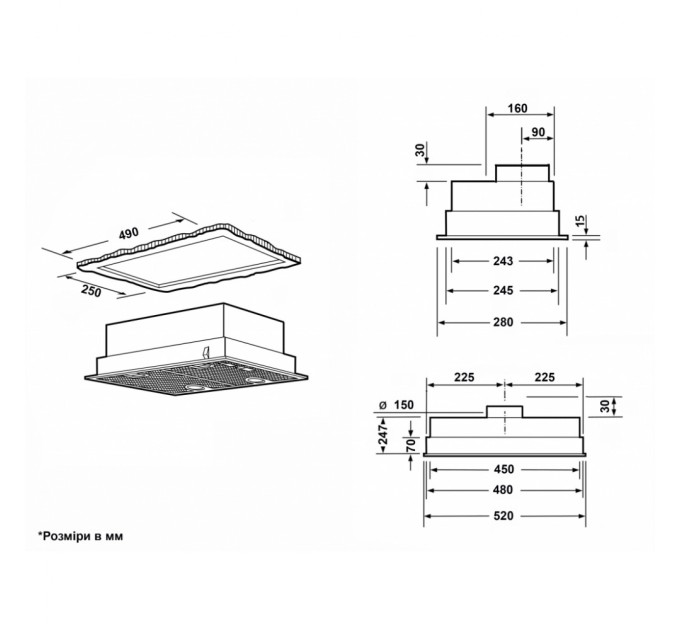 Вытяжка кухонная Interline WIND BL A/60/GL/ST