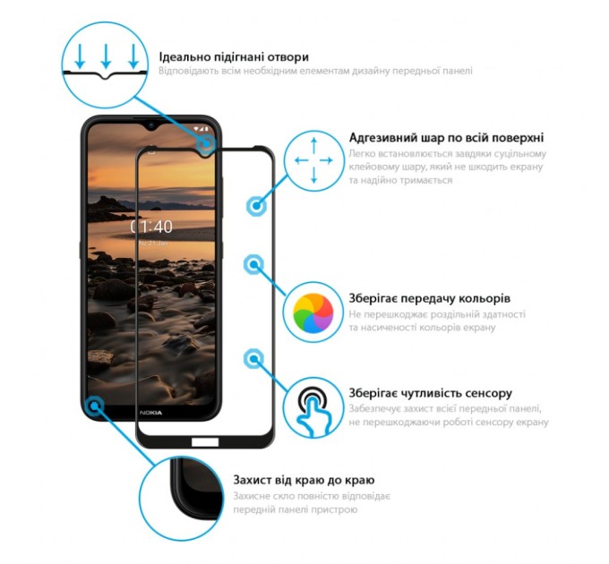 Скло захисне Global Full Glue Nokia 1.4 (1283126511806)