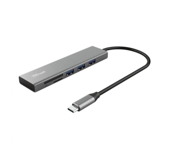 Концентратор Trust HALYX FAST 3USB+CARD READER USB-C ALUMINIUM (24191_TRUST)