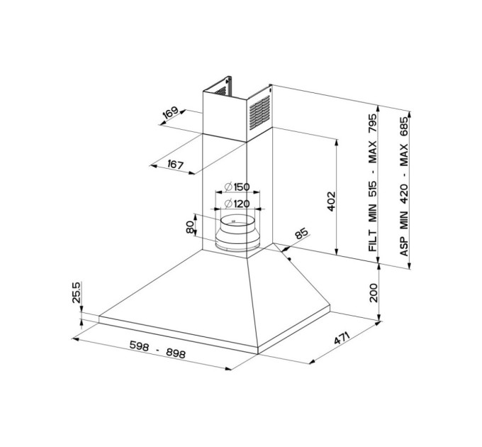 Витяжка кухонна Faber Value Pb W A90 (320.0557.542)