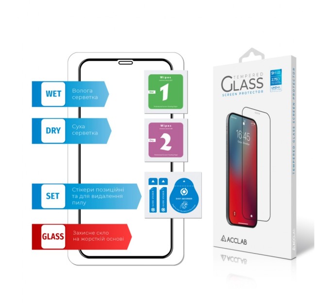 Скло захисне ACCLAB Full Glue ESD Apple Iphone X/XS/11 Pro (1283126532139)