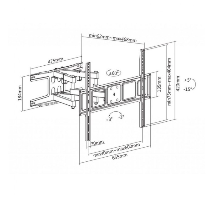 Кронштейн Satelit 39-80PIVOT600A (250513)