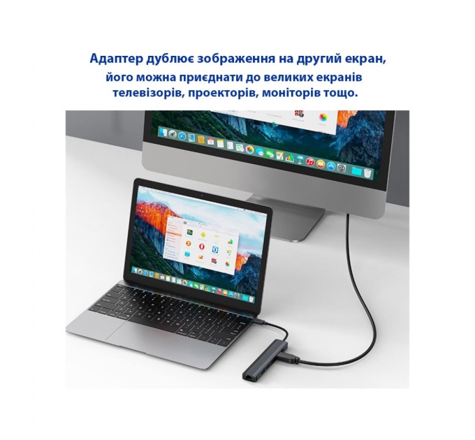 Концентратор Dynamode 7-in-1 USB-C to HDTV 4K/30Hz, 2хUSB3.0, RJ45, USB-C PD 100W, SD/MicroSD (BYL-2303)