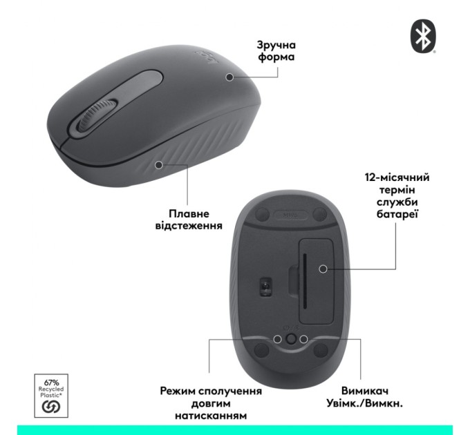 Мишка Logitech M196 Bluetooth Graphite (910-007459)