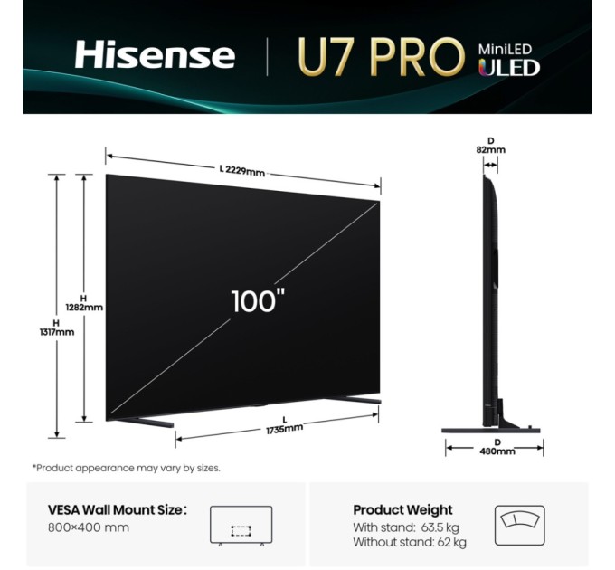 Телевізор Hisense 100U7Q PRO